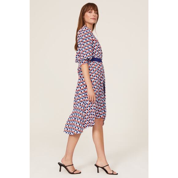 DOANE VON FURSTENBERG Women's Multicolored Geometric Print Ana Wrap Dress Size 8 - Picture 3 of 13